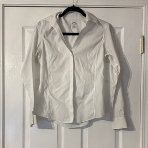 Brooks Brothers White Women's Fitted Button-Down Shirt